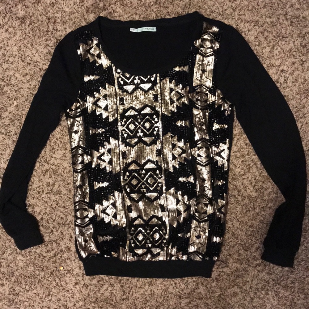 Black and gold sparkle long sleeve